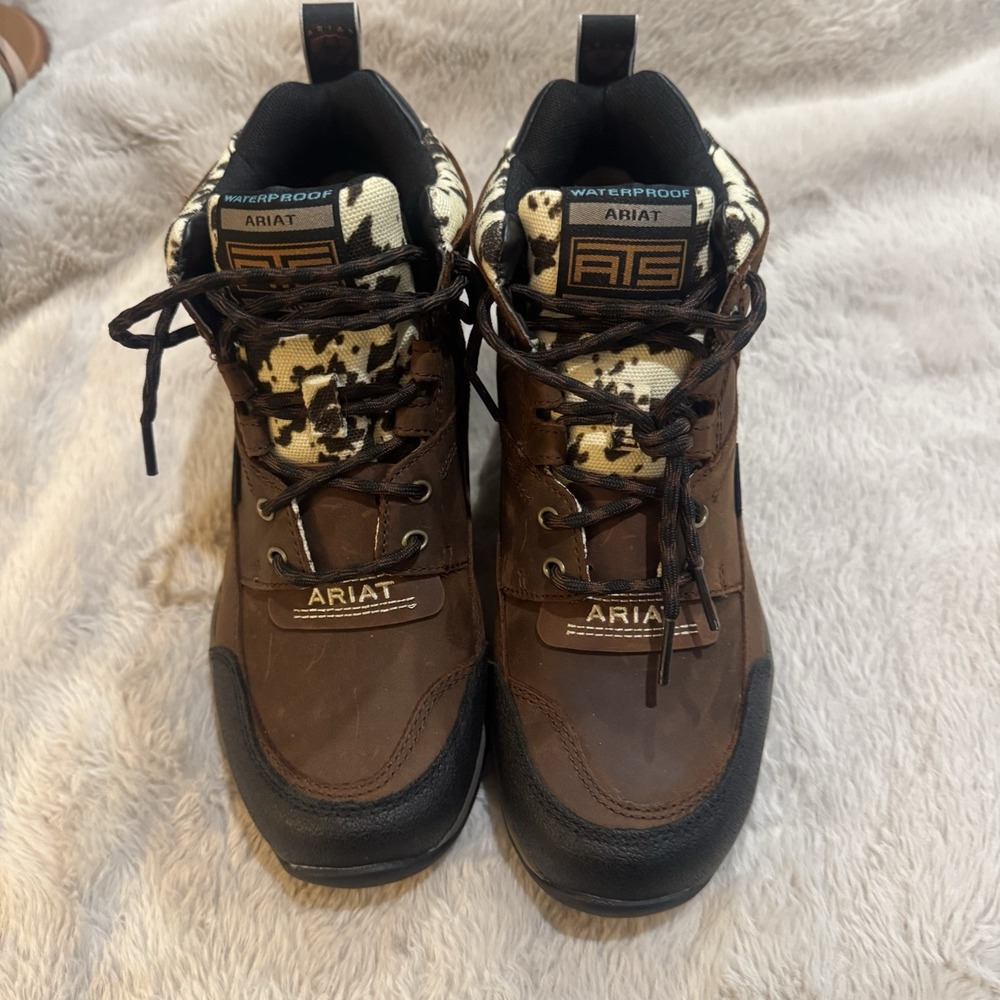Ariat Womens Terrain H2O Waterproof Hiking Boots Brown Cow Print 8.5B  10044538 - Picture 2 of 9
